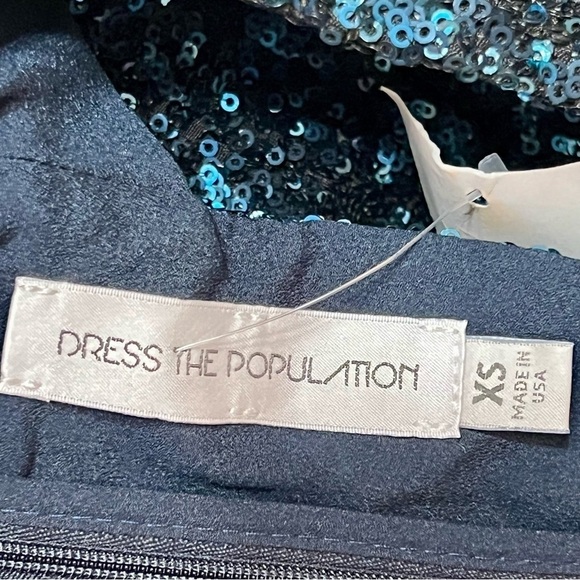 Dress The Population Delani Blue Sequin Trim Gown Maxi Cocktail Dress Women XS - Picture 13 of 13